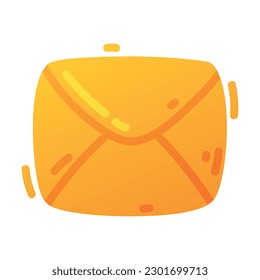 Cute Yellow Envelope as Mail and Post Sticker in Simple Childish Style Vector Illustration