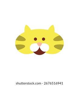 Diseño plano lindo del gato de la cara amarilla