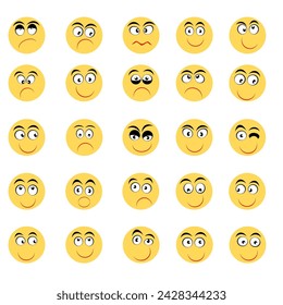 cute yellow faces in different emotions