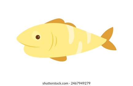 Cute yellow fish swimming, underwater tropical sea or ocean creature vector illustration