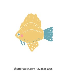 linda ilustración vectorial de peces amarillos. Ilustración del vector