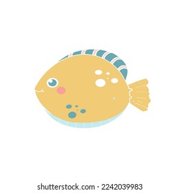 cute yellow fish vector illustration. Vector illustration