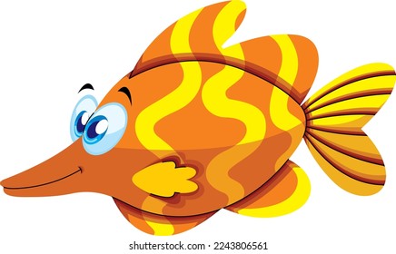 cute yellow fish white background