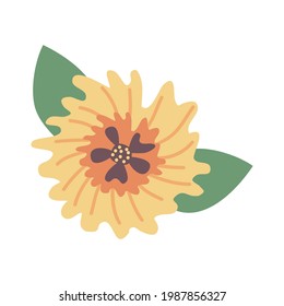 cute yellow flower with leafs