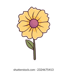 Cute yellow flower vector over white