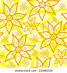 cute yellow flowers seamless pattern