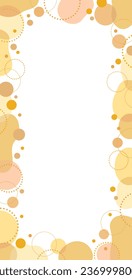 Cute yellow fluid shapes and long vertical square transparent frames with circles and polka dots