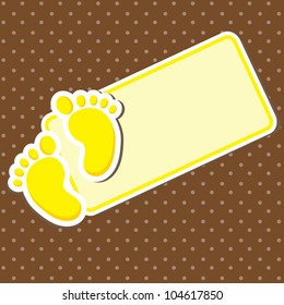 cute yellow foot baby with dots background