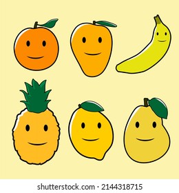 cute yellow fruit cartoon illustration