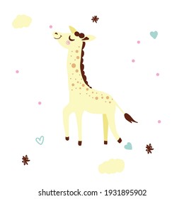 Cute yellow giraffe baby illustration