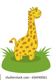 Cute yellow giraffe - Vector Illustration