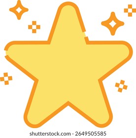 Cute Yellow Glowing Star – Sparkle Reward Icon Flat Vector