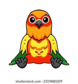 Cute yellow and green parrot lovebird cartoon