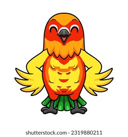 Cute yellow and green parrot lovebird cartoon