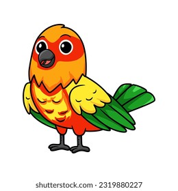 Cute yellow and green parrot lovebird cartoon