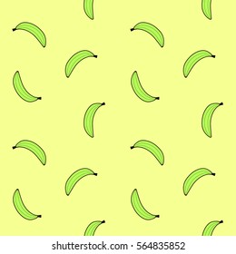 Cute yellow green pattern with bananas. Vector seamless pattern