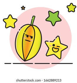 cute yellow and green star fruit 