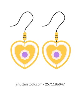 Cute Yellow Heart Earrings Illustration