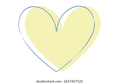 Cute Yellow Heart with Hand-drawn Blue Border
