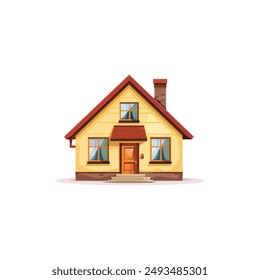 Cute Yellow House. Vector illustration design.