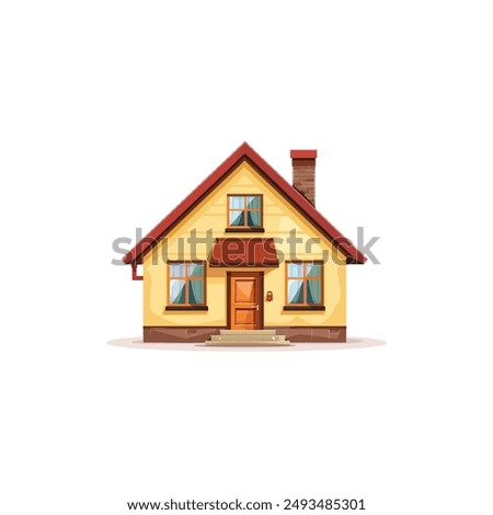 Cute Yellow House. Vector illustration design.