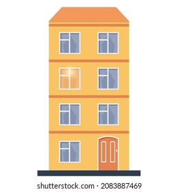 Cute Yellow House Vector, Isolated