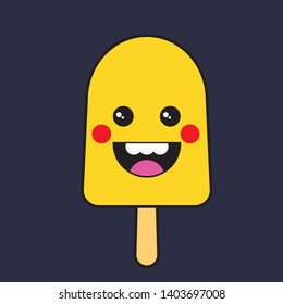 Cute yellow ice cream vector. Vector illustration.  