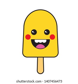 Cute yellow ice cream vector. Vector illustration