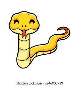 Cute yellow insularis snake cartoon