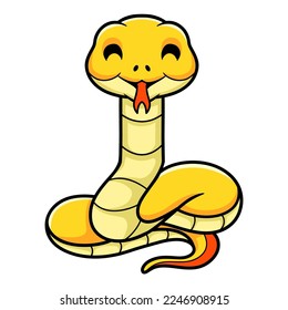 Cute yellow insularis snake cartoon