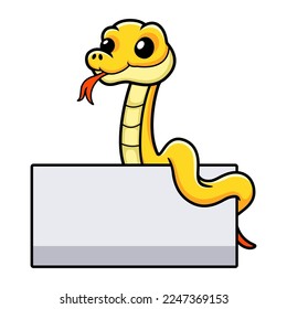 Caricatura de serpiente insular amarilla con signo en blanco