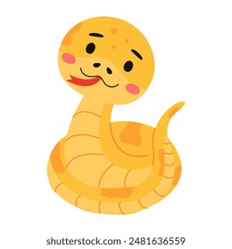 Cute yellow insularis snake cartoon