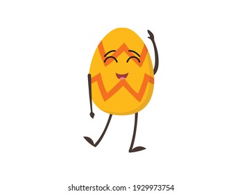 Cute Yellow Kawaii Easter Egg, Vector