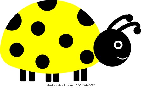 cute yellow ladybug,ladybird,vector illustration isolated on white background