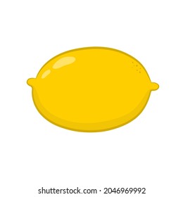 Cute yellow lemon in cartoon style. Fruit icon isolated on white background. Vector illustration.
