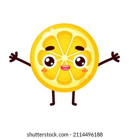 cute yellow lemon character vector