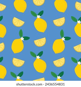 cute yellow lemon hand drawn seamless pattern vector illustration for decorate invitation greeting birthday party celebration wedding card poster banner textile wallpaper paper wrap background