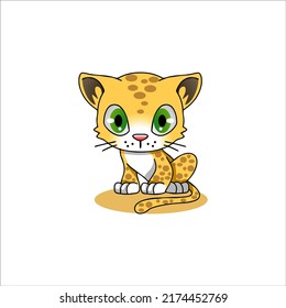 cute yellow leopard illustration vector