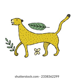 Cute yellow leopard. Nice animal character for various prints and designs. Vector illustration in flat style