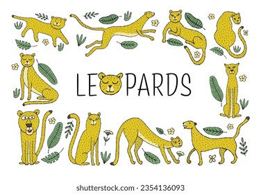 Cute yellow leopard. Nice animal character for various prints and designs. Vector illustration in flat style