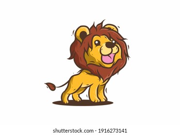 Cute yellow lion illustration design