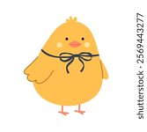 Cute yellow little chick isolated on background