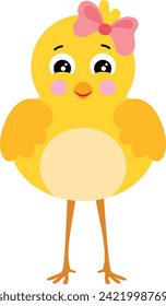 Cute yellow little chick isolated