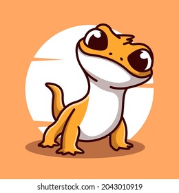 cute yellow lizard cartoon mascot illustration vector icon