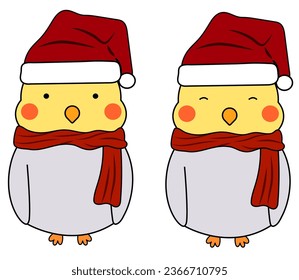 Cute yellow lutino cockatiel parrot bird wear a Christmas costume