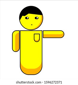 Cute yellow male character without leg