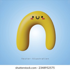 cute yellow monster in 3d vector illustration