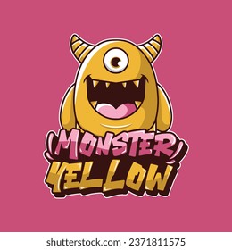 cute yellow monster character design logo vector