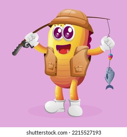 Cute yellow monster fishing. Perfect for kids, small business or e-Commerce, merchandise and sticker, banner promotion, blog or vlog channel
