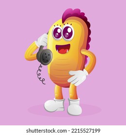 Cute yellow monster pick up the phone, answering phone calls. Perfect for kids, small business or e-Commerce, merchandise and sticker, banner promotion, blog or vlog channel
